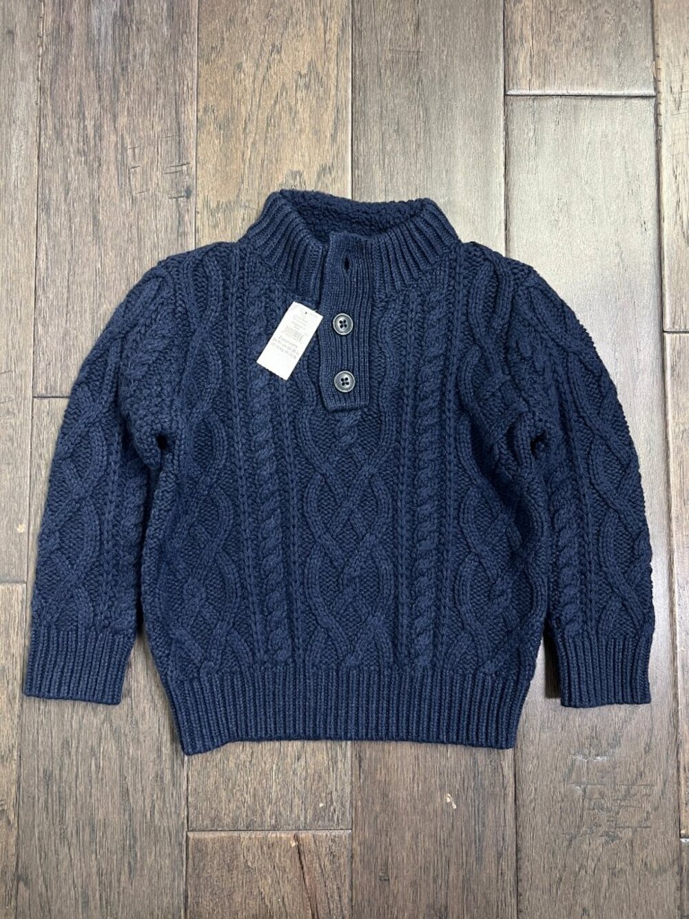 NWT Baby Gap Classic Cable-Knit Mock Neck Button Sweater in Navy Blue